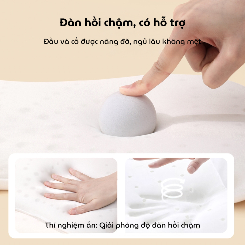 Gối cao su non cho bé KidsWorld ZT505 vải Cotton định hình đầu chống bẹp đầu thoáng khí, êm ái cho bé ngủ ngon sâu giấc cho trẻ 6 tháng-3 tuổi