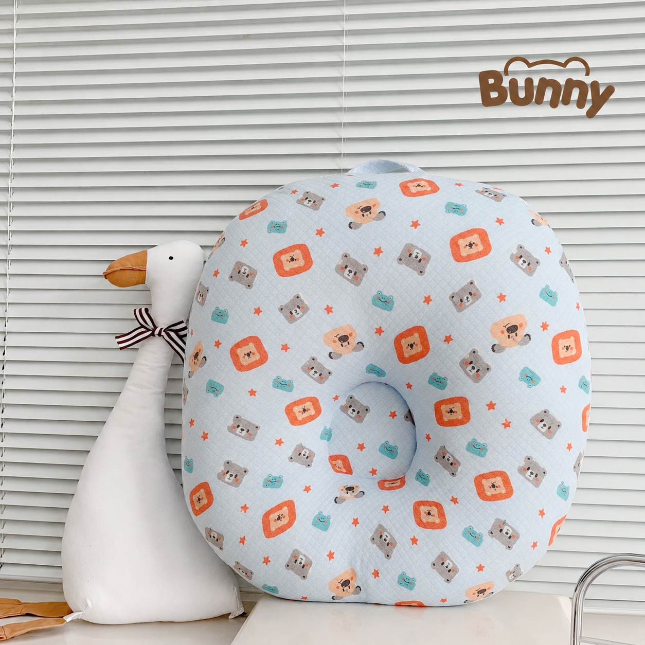 Gối chống trào ngược cho bé Bunny Cotton trần bông chống nôn trớ an toàn cho bé sơ sinh mềm mại, mỏng nhẹ và không bị nóng bí lưng
