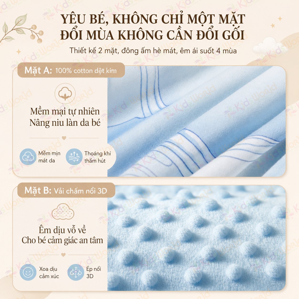Gối chống trào ngược cho bé cao cấp hoạ tiết cổ tích, gối chống trớ 15° có bàn tay vỗ về thông minh, nâng đỡ cột sống, giúp bé ngủ sâu