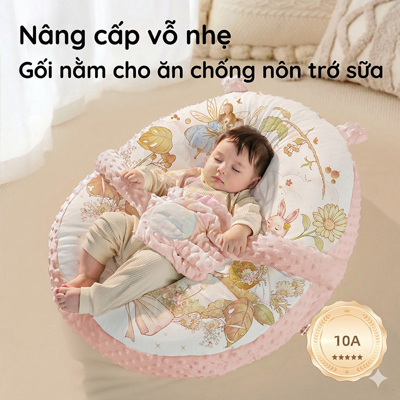 Gối chống trào ngược cho bé cao cấp hoạ tiết cổ tích với thiết kế bàn tay vỗ về thông minh mang lại giấc ngủ sâu