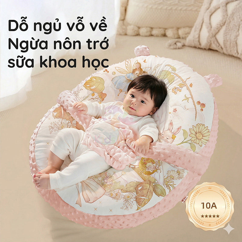 Gối chống trào ngược cho bé cao cấp hoạ tiết cổ tích với thiết kế bàn tay vỗ về thông minh mang lại giấc ngủ sâu