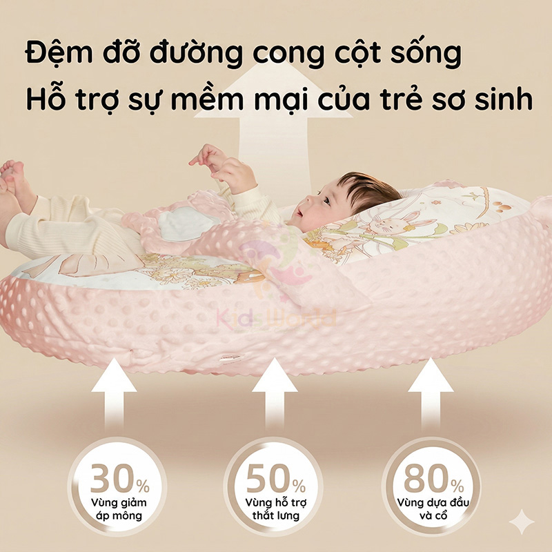 Gối chống trào ngược cho bé cao cấp hoạ tiết cổ tích với thiết kế bàn tay vỗ về thông minh mang lại giấc ngủ sâu