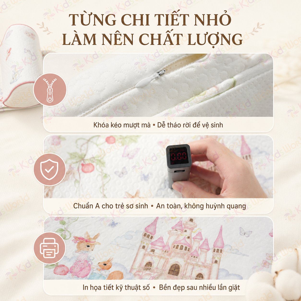 Gối định hình đầu cho bé 0-6 tháng hoạ tiết cổ tích giúp điều chỉnh và ngăn ngừa hội chứng đầu bẹt