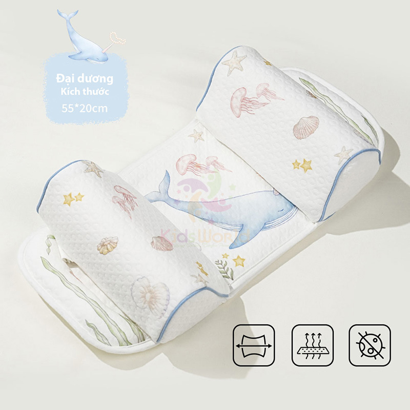 Gối định hình đầu cho bé 0-6 tháng hoạ tiết cổ tích giúp điều chỉnh và ngăn ngừa hội chứng đầu bẹt