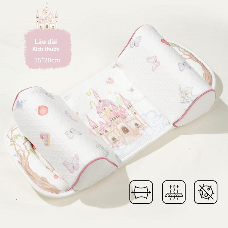 Gối định hình đầu cho bé 0-6 tháng hoạ tiết cổ tích giúp điều chỉnh và ngăn ngừa hội chứng đầu bẹt