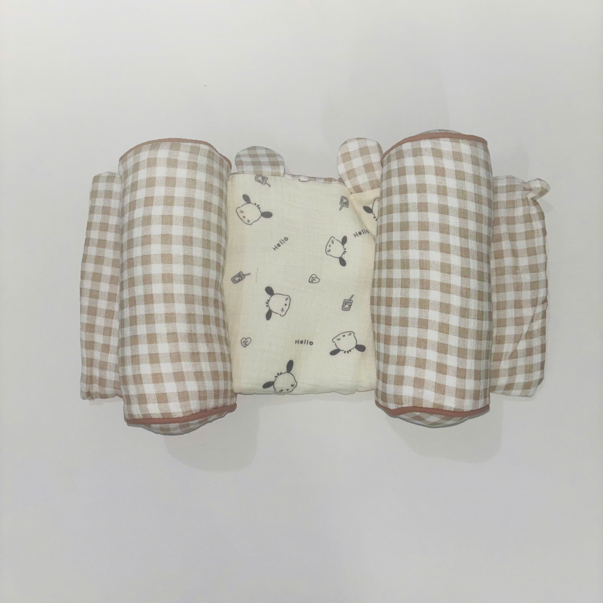 Gối định hình đầu cho bé Bunny vải xô Muslin cao cấp, gối chống méo đầu, gối chặn đa năng cho trẻ sơ sinh