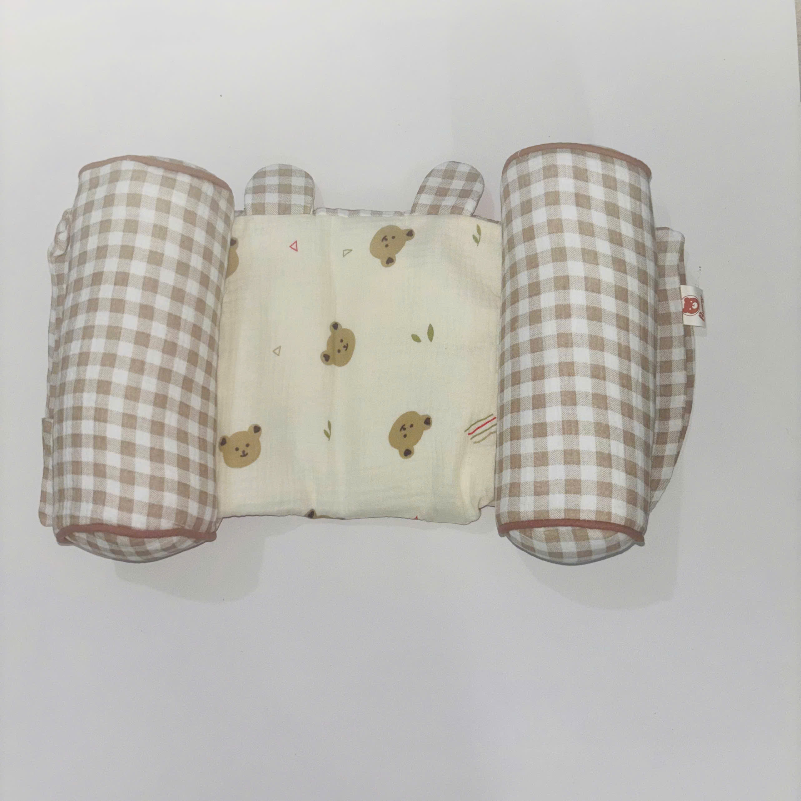Gối định hình đầu cho bé Bunny vải xô Muslin cao cấp, gối chống méo đầu, gối chặn đa năng cho trẻ sơ sinh
