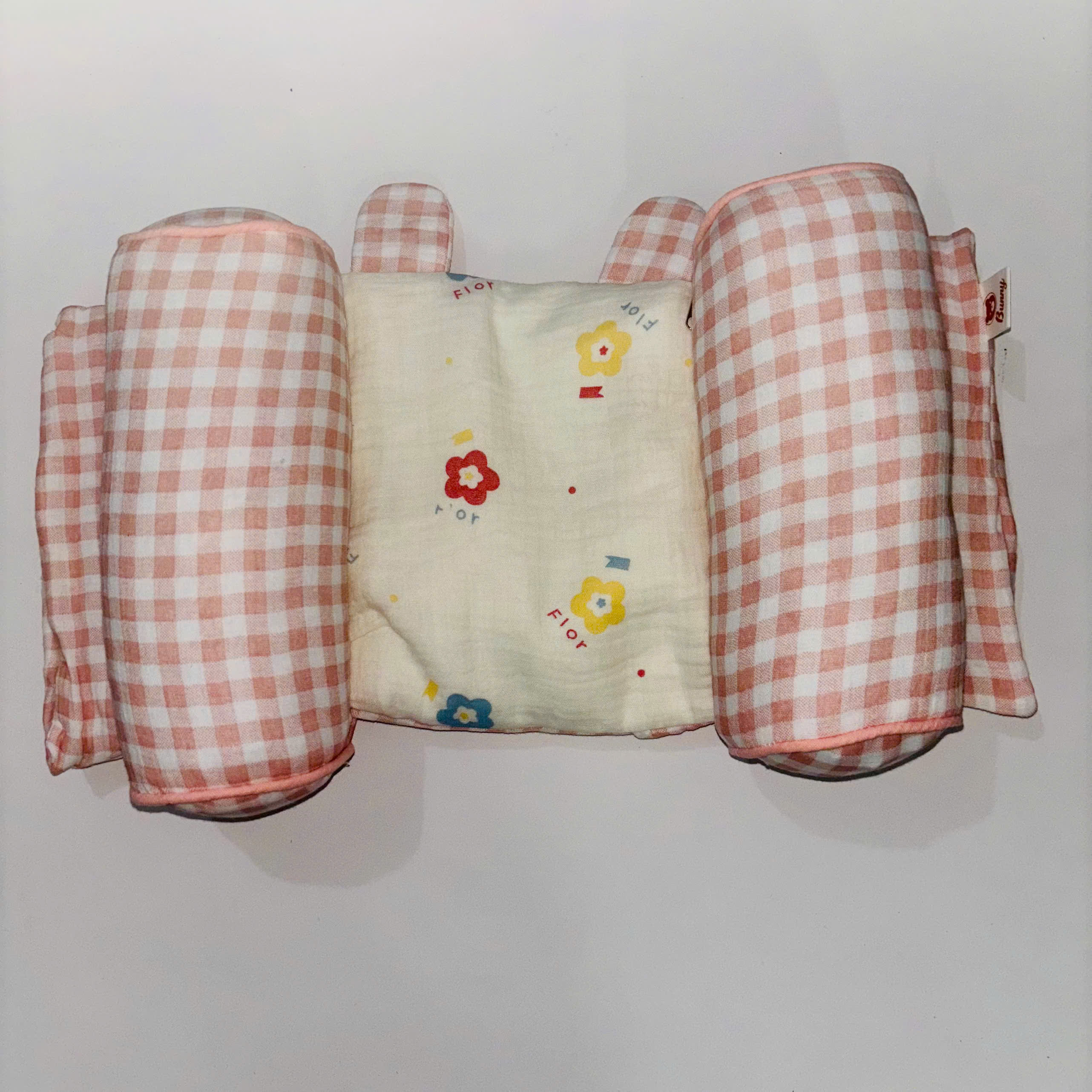 Gối định hình đầu cho bé Bunny vải xô Muslin cao cấp, gối chống méo đầu, gối chặn đa năng cho trẻ sơ sinh
