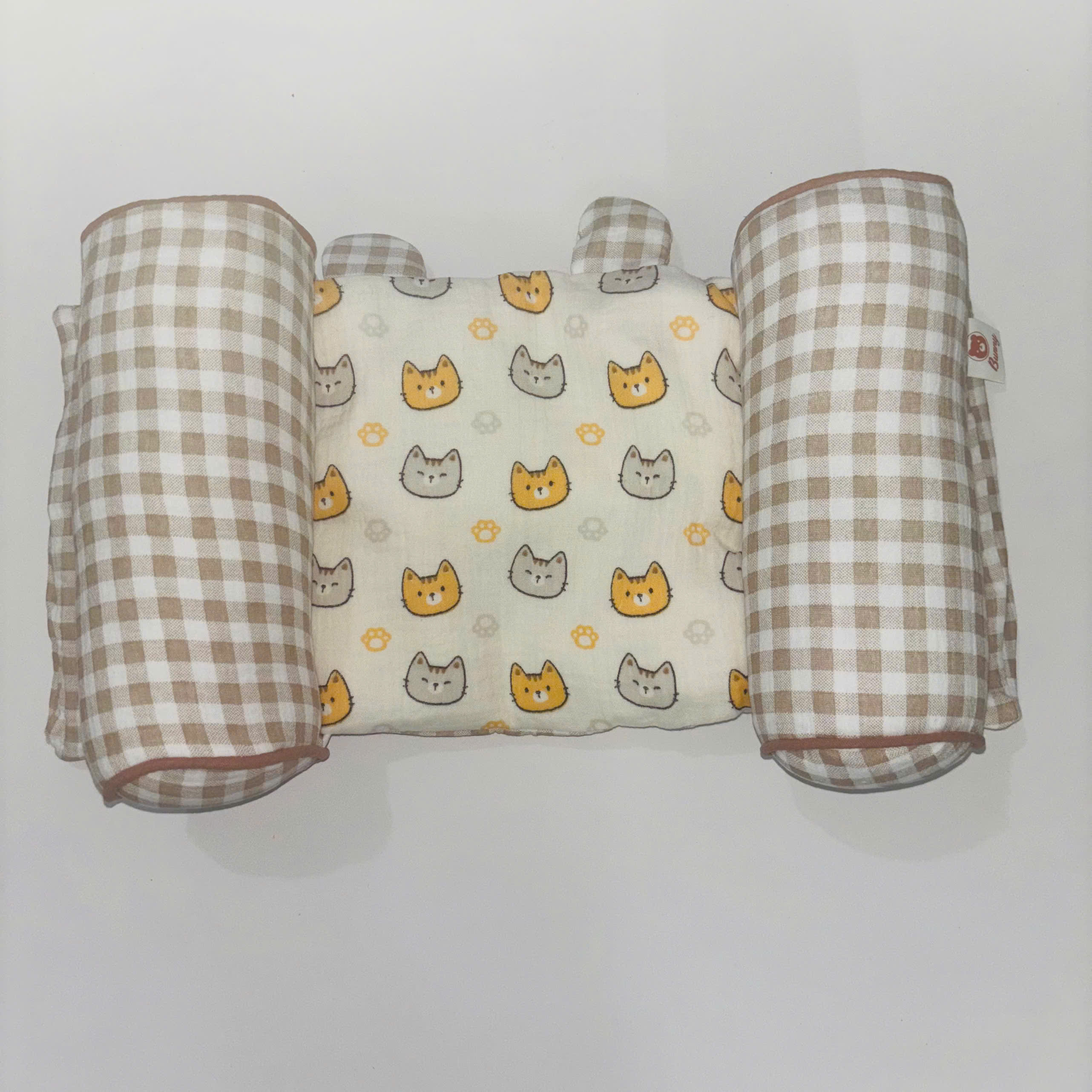 Gối định hình đầu cho bé Bunny vải xô Muslin cao cấp, gối chống méo đầu, gối chặn đa năng cho trẻ sơ sinh