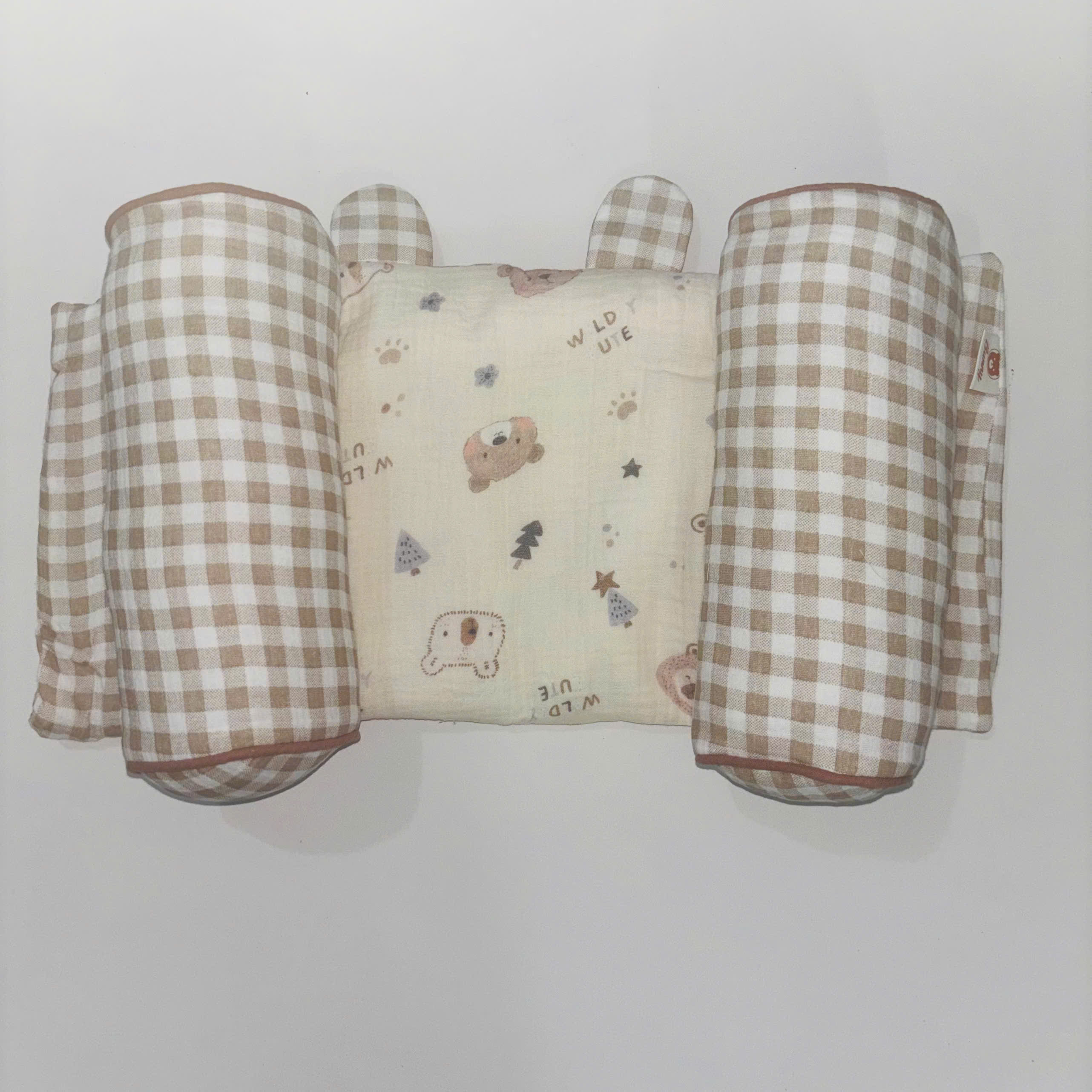 Gối định hình đầu cho bé Bunny vải xô Muslin cao cấp, gối chống méo đầu, gối chặn đa năng cho trẻ sơ sinh