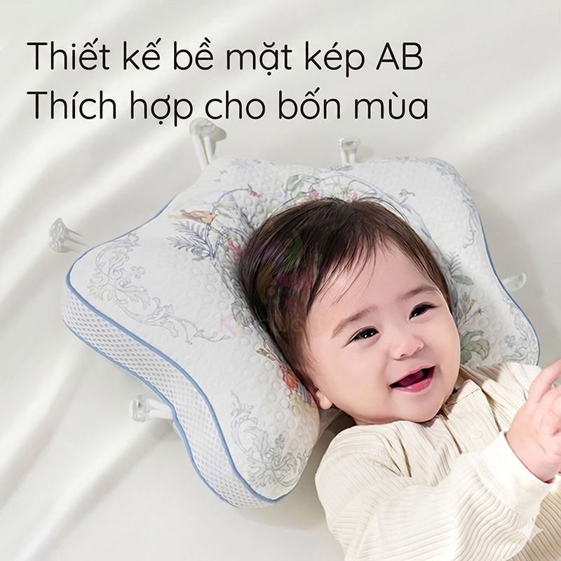 Gối định hình đầu cho bé hình ngôi sao hoạ tiết cổ tích cao cấp với dây rút điều chỉnh 5 điểm chống bẹt đầu, méo đầu, chất liệu Cotton & Tencel kháng khuẩn cho trẻ sơ sinh (0-12 tháng)