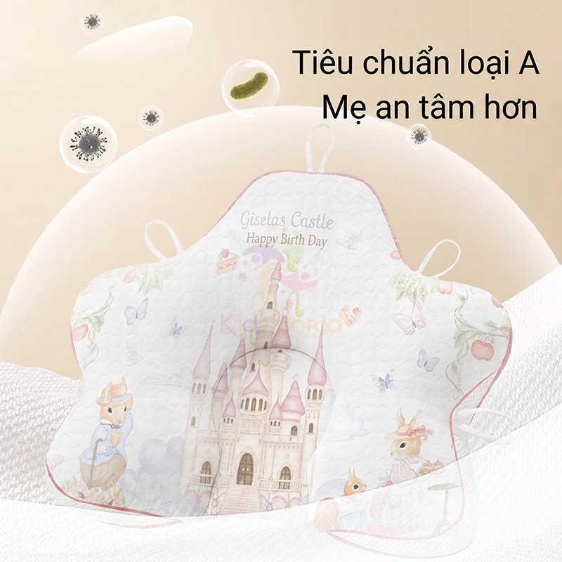 Gối định hình đầu cho bé hình ngôi sao hoạ tiết cổ tích cao cấp với dây rút điều chỉnh 5 điểm chống bẹt đầu, méo đầu, chất liệu Cotton & Tencel kháng khuẩn cho trẻ sơ sinh (0-12 tháng)