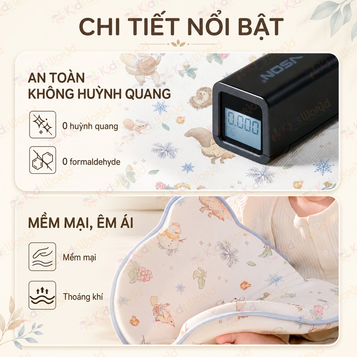 Gối định hình đầu hình gấu cho bé lõi silicone thực phẩm, vỏ sợi hoa trà mềm mại, kháng khuẩn 10A, giúp bé ngủ đầu tròn xinh