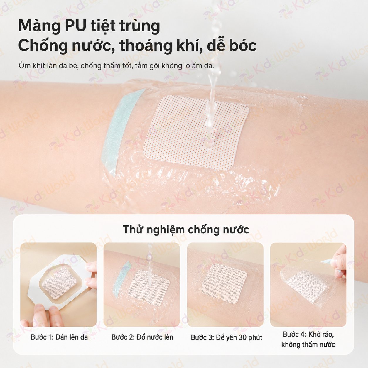 Hộp 10 miếng dán bảo vệ rốn chống nước WAI Baby belly button patch cho bé sơ sinh, tiệt trùng EO, chống thấm PU, dùng khi tắm gội, bơi lội, sau tiêm và che phủ vùng da cần bảo vệ