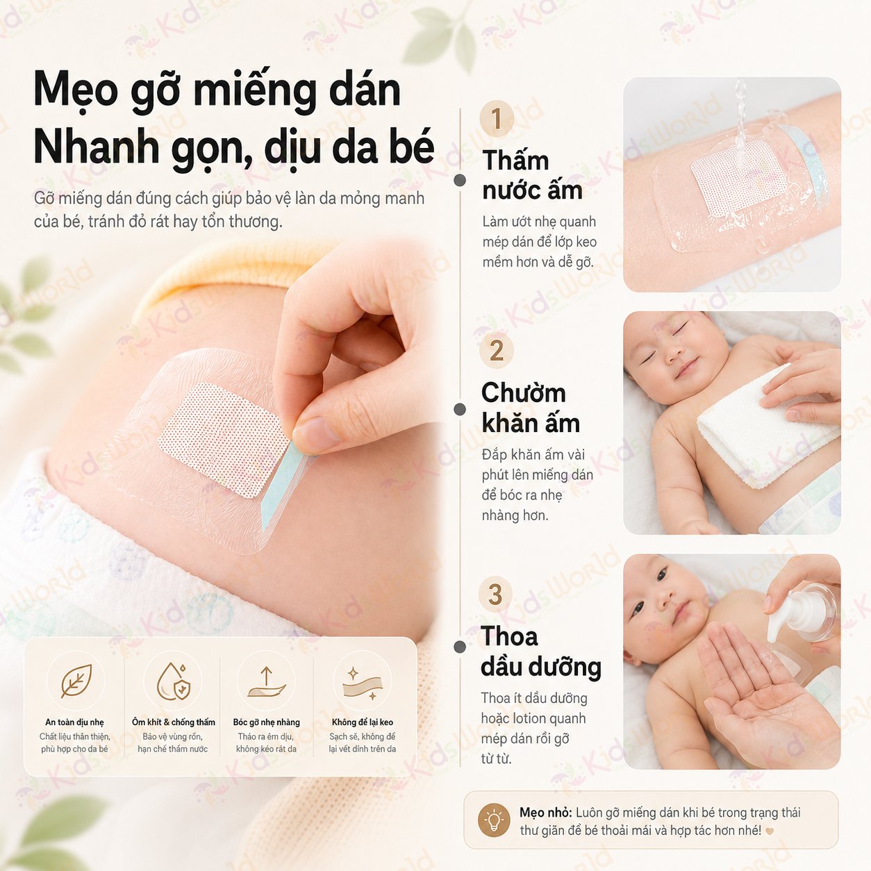 Hộp 10 miếng dán bảo vệ rốn chống nước WAI Baby belly button patch cho bé sơ sinh, tiệt trùng EO, chống thấm PU, dùng khi tắm gội, bơi lội, sau tiêm và che phủ vùng da cần bảo vệ