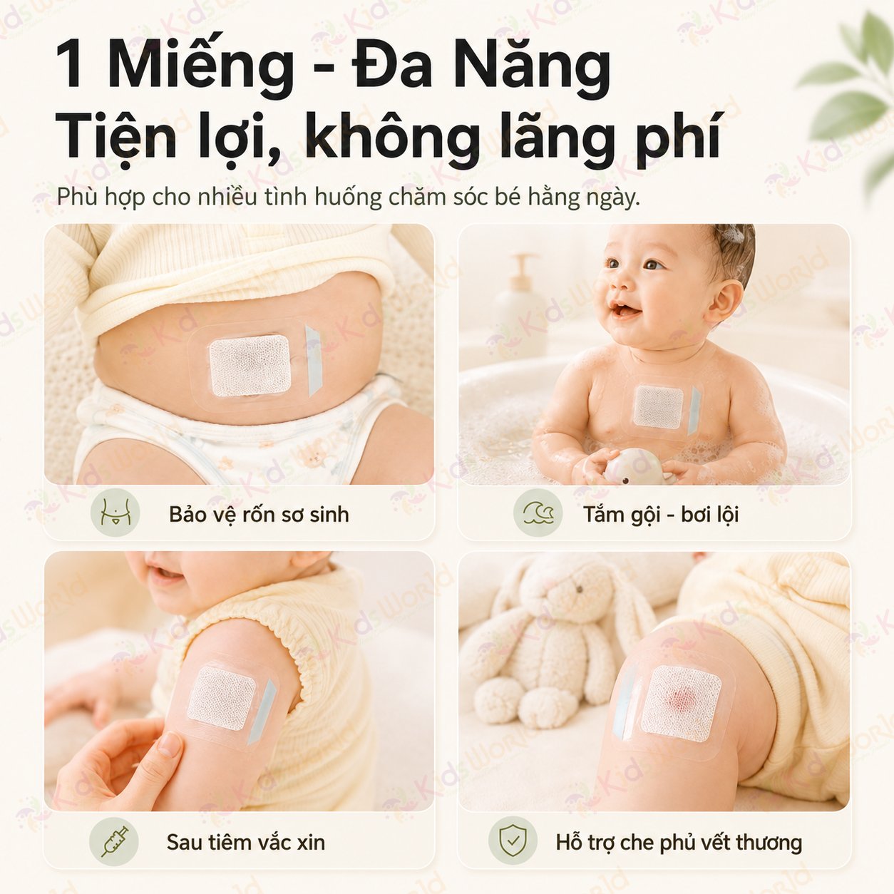 Hộp 10 miếng dán bảo vệ rốn chống nước WAI Baby belly button patch cho bé sơ sinh, tiệt trùng EO, chống thấm PU, dùng khi tắm gội, bơi lội, sau tiêm và che phủ vùng da cần bảo vệ