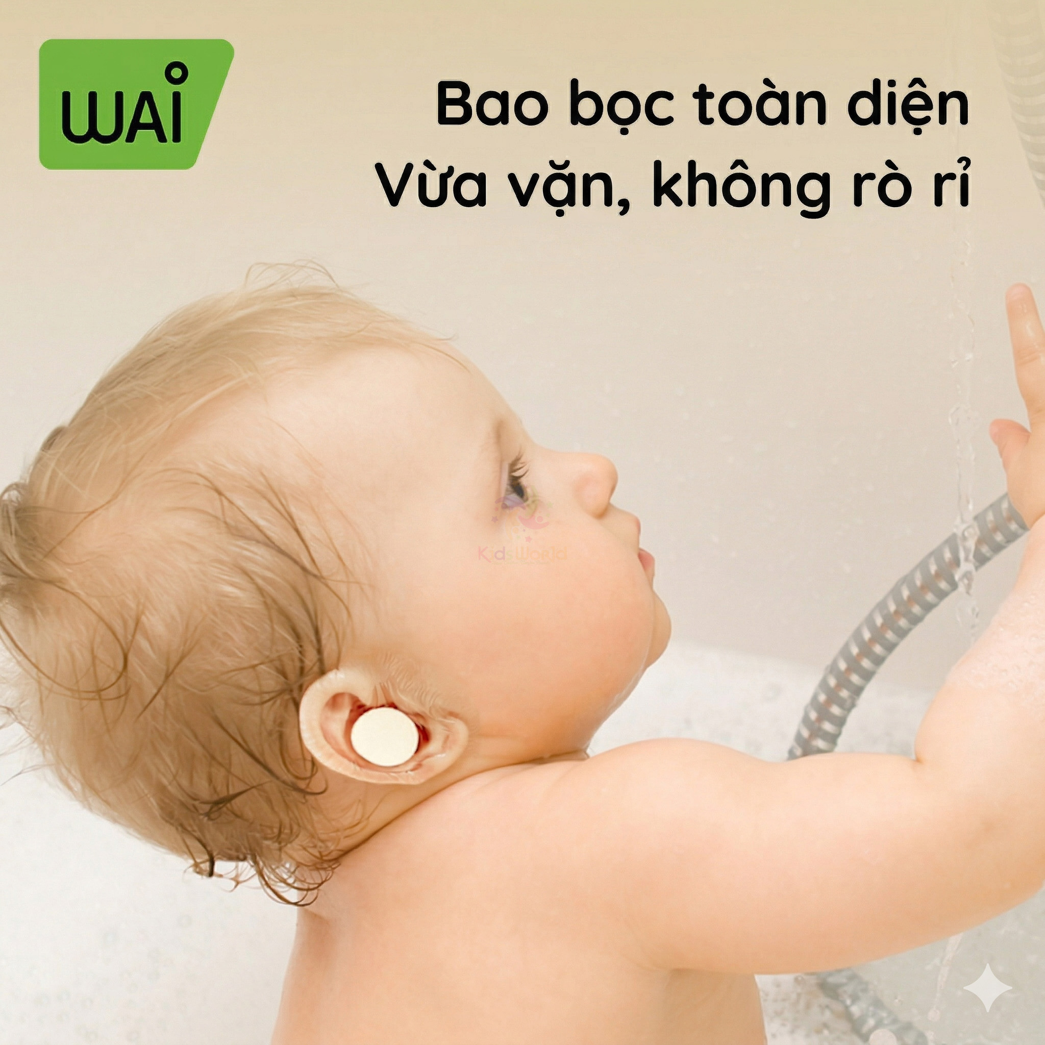 Hộp 30 miếng dán tai chống nước cho bé Wai Silicone Ear Patch bảo vệ toàn diện, êm ái như da thật
