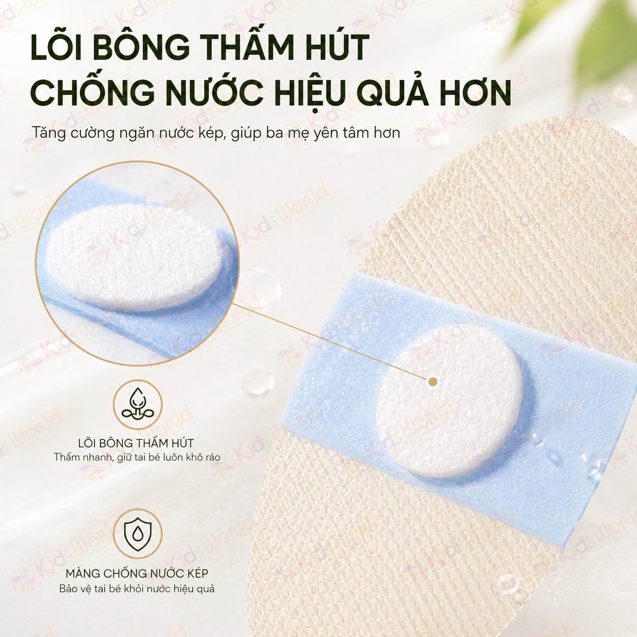Hộp 30 miếng dán tai chống nước WAI Silicone Ear Patch 30 cho bé từ sơ sinh, bảo vệ tai khi tắm gội, bơi lội, gội đầu, êm da dễ gỡ