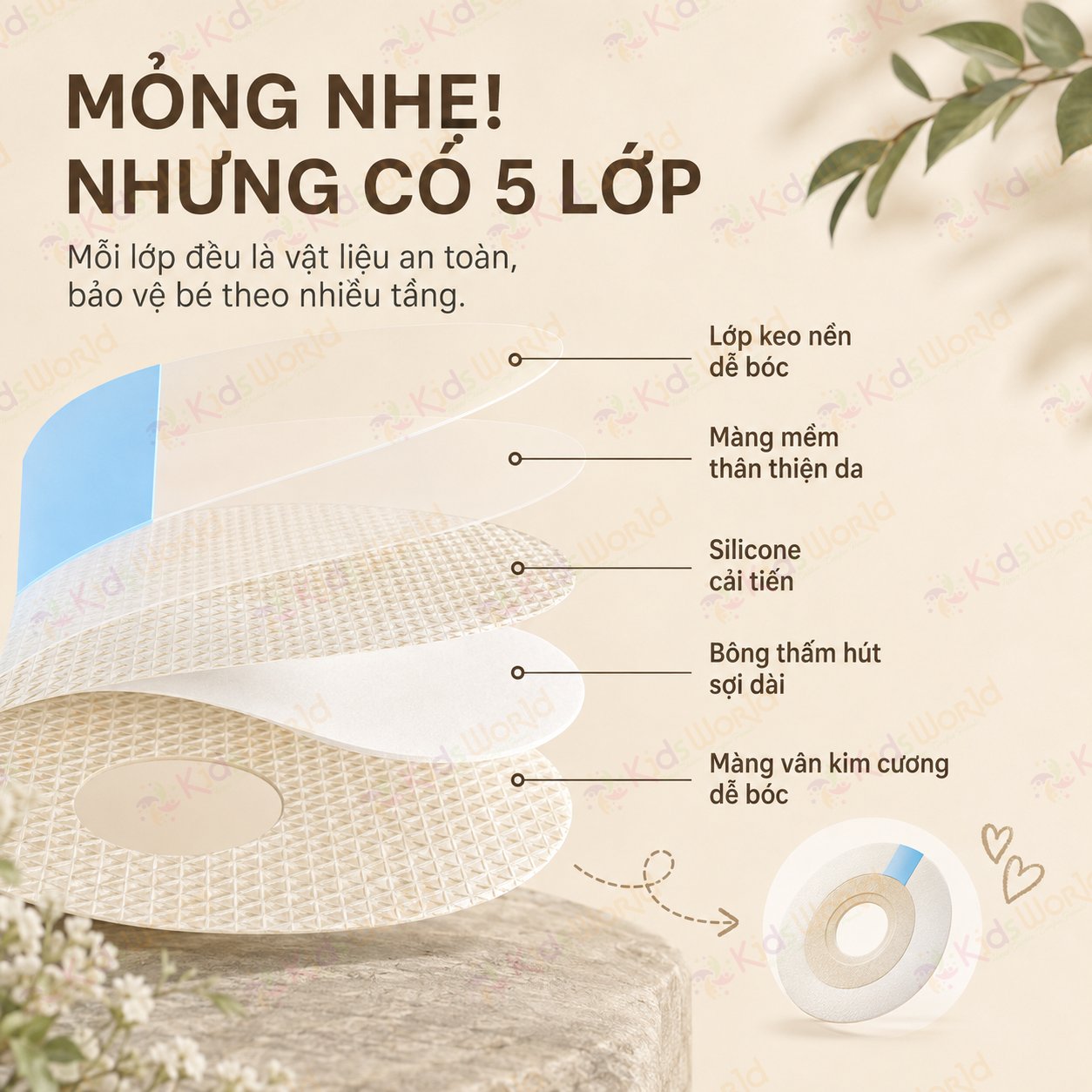 Hộp 30 miếng dán tai chống nước WAI Silicone Ear Patch 30 cho bé từ sơ sinh, bảo vệ tai khi tắm gội, bơi lội, gội đầu, êm da dễ gỡ