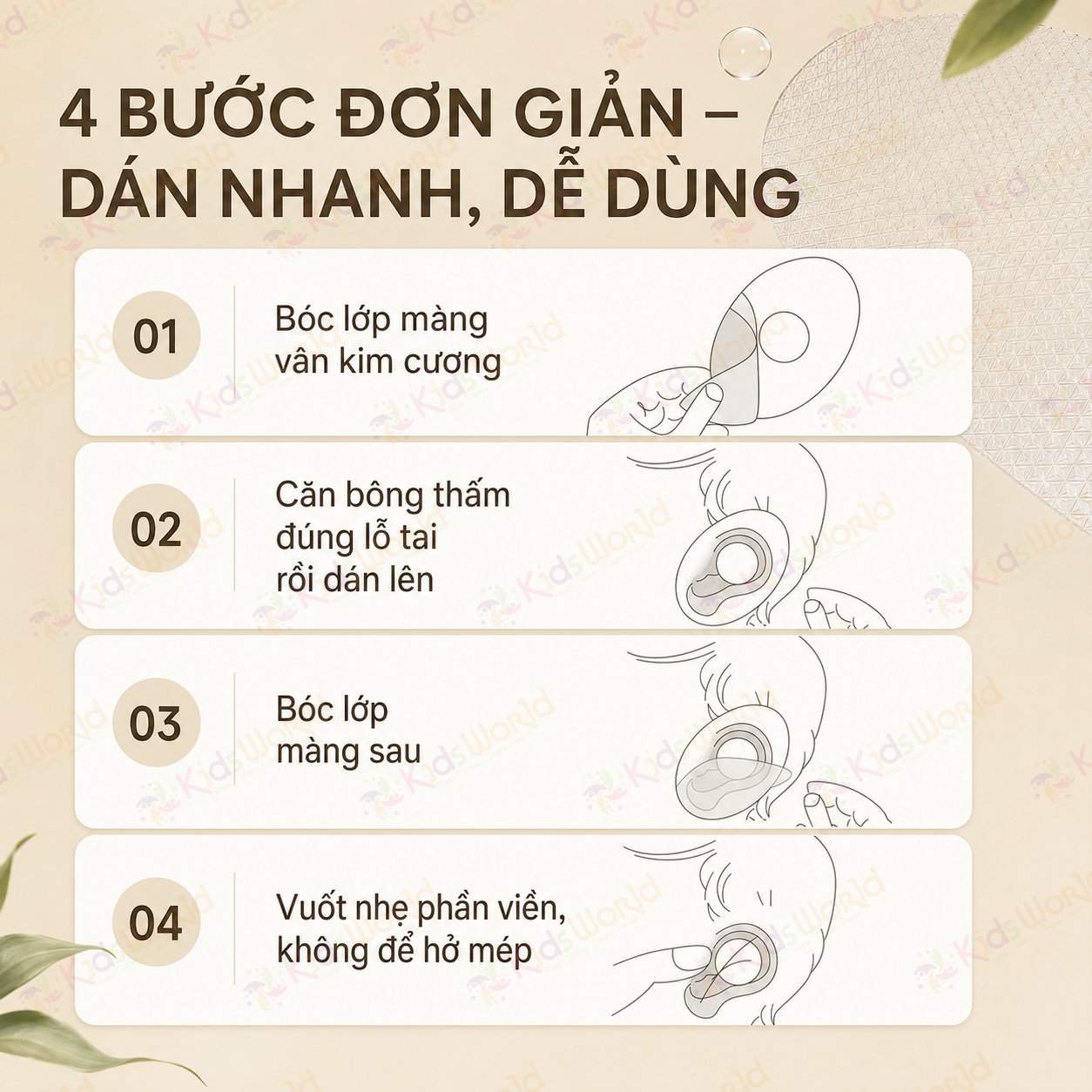 Hộp 30 miếng dán tai chống nước WAI Silicone Ear Patch 30 cho bé từ sơ sinh, bảo vệ tai khi tắm gội, bơi lội, gội đầu, êm da dễ gỡ