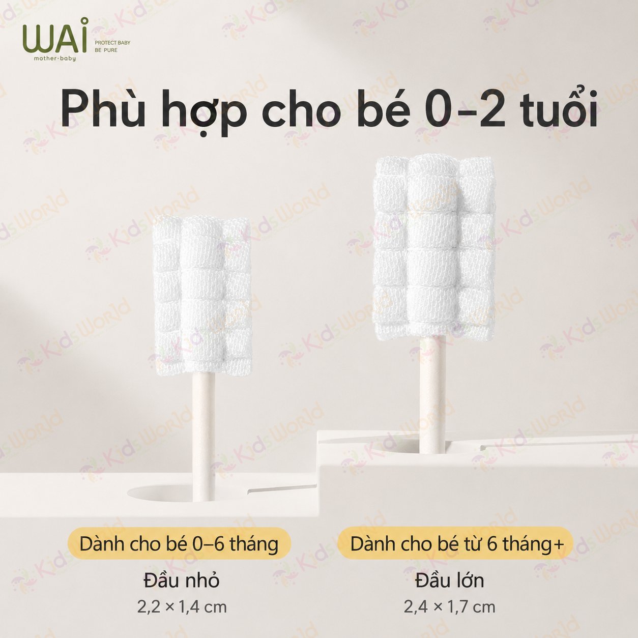 Hộp 30 que gạc rơ lưỡi vệ sinh lưỡi & răng sữa cho bé từ sơ sinh WAI Baby Oral Cleaner đóng gói riêng từng que
