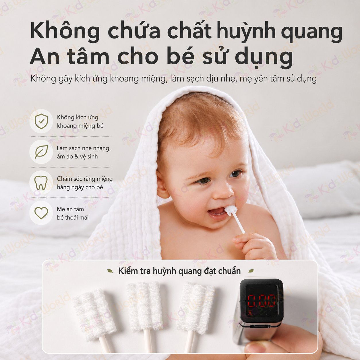 Hộp 30 que gạc rơ lưỡi vệ sinh lưỡi & răng sữa cho bé từ sơ sinh WAI Baby Oral Cleaner đóng gói riêng từng que