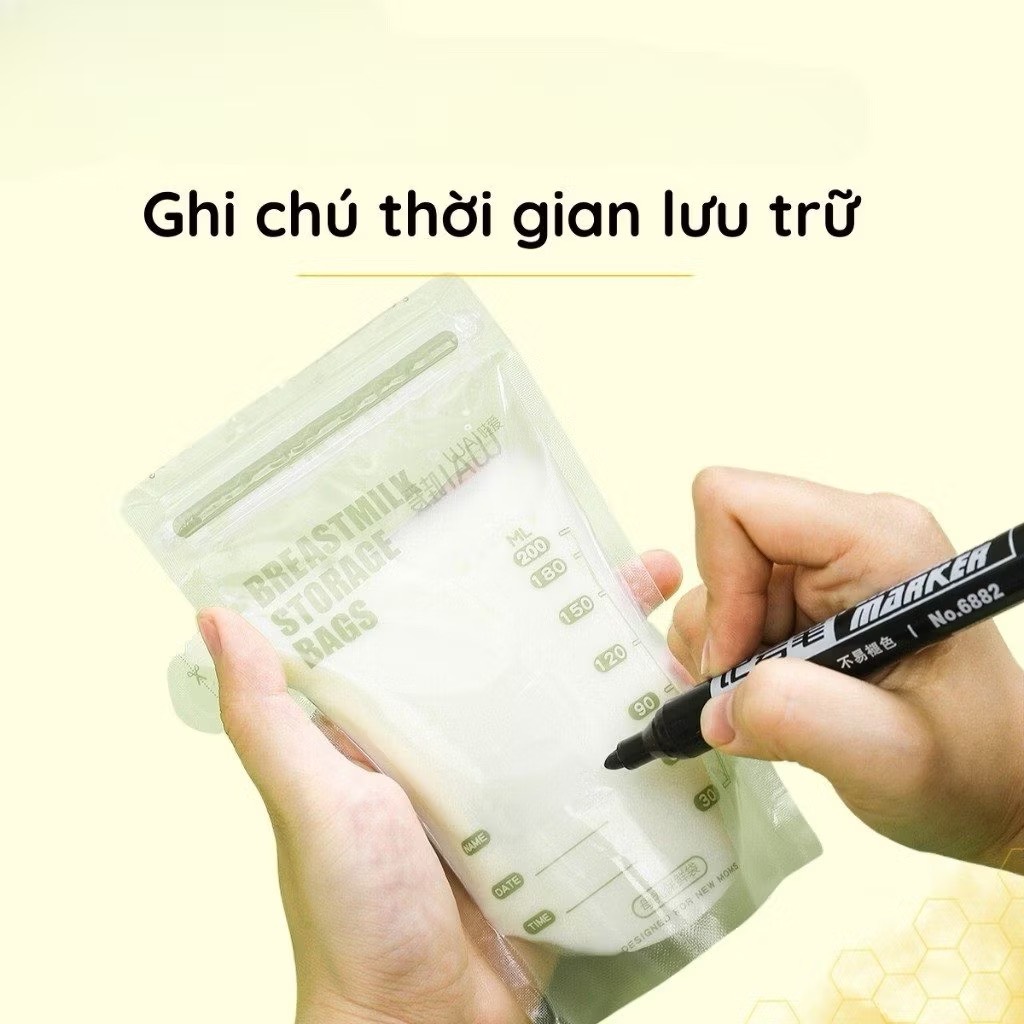 Túi trữ sữa mẹ WAI Breastmilk Storage Bag hộp 30 túi dung tích 100ml, 150ml, 200ml thiết kế vòi rót an toàn tiện lợi