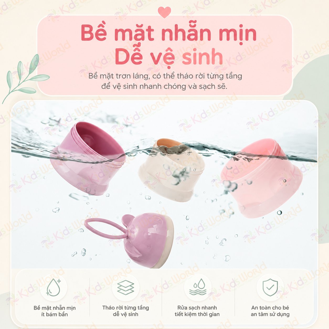Hộp chia sữa bột đựng sữa bột cho bé hình gấu 3 ngăn 4 ngăn có quai cầm, chất liệu PP an toàn, chống ẩm, chống lẫn mùi, tiện mang theo khi ra ngoài