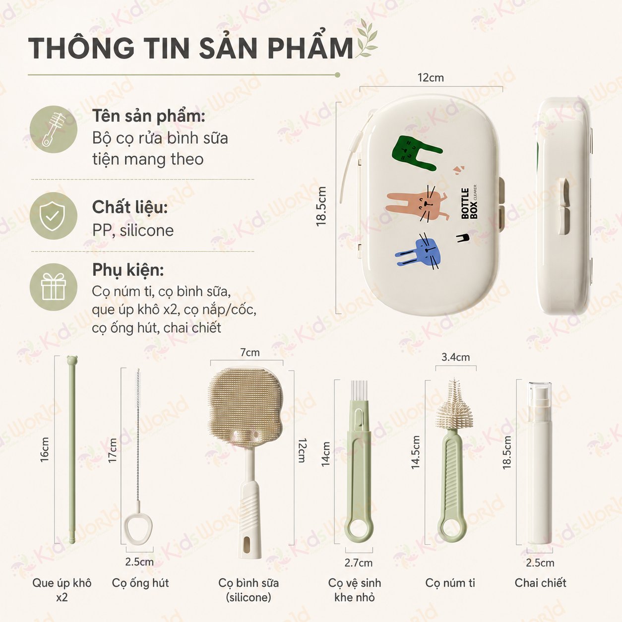 Hộp cọ rửa bình sữa 10in1 silicone cao cấp đa năng, tiện mang theo, tặng kèm chai chiết nước rửa bình, dùng cho bình sữa,núm ti, ống hút,cốc tập uống