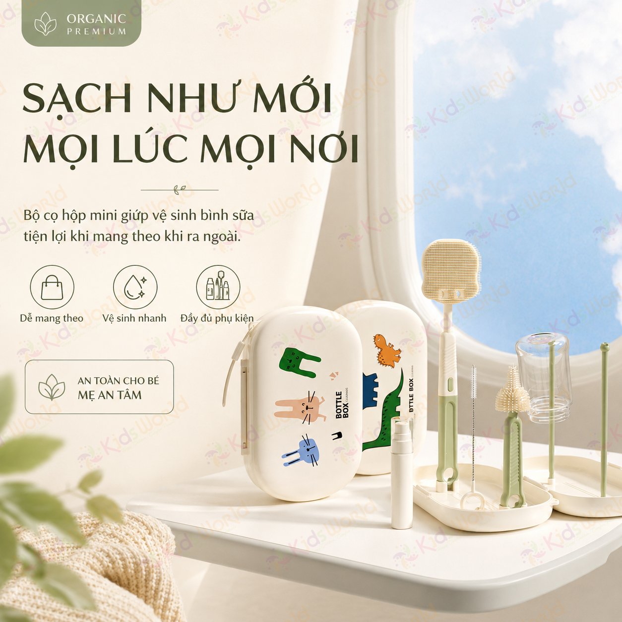 Hộp cọ rửa bình sữa 10in1 silicone cao cấp đa năng, tiện mang theo, tặng kèm chai chiết nước rửa bình, dùng cho bình sữa,núm ti, ống hút,cốc tập uống