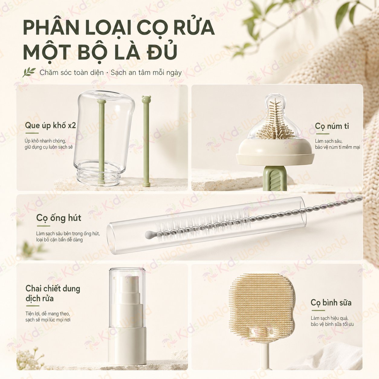 Hộp cọ rửa bình sữa 10in1 silicone cao cấp đa năng, tiện mang theo, tặng kèm chai chiết nước rửa bình, dùng cho bình sữa,núm ti, ống hút,cốc tập uống