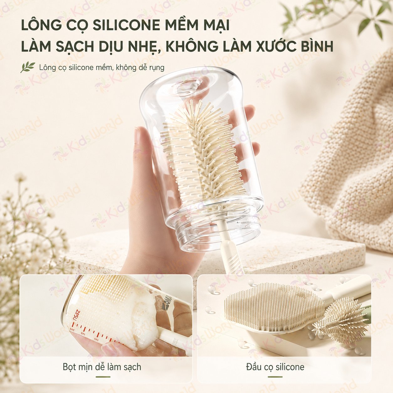 Hộp cọ rửa bình sữa 10in1 silicone cao cấp đa năng, tiện mang theo, tặng kèm chai chiết nước rửa bình, dùng cho bình sữa,núm ti, ống hút,cốc tập uống