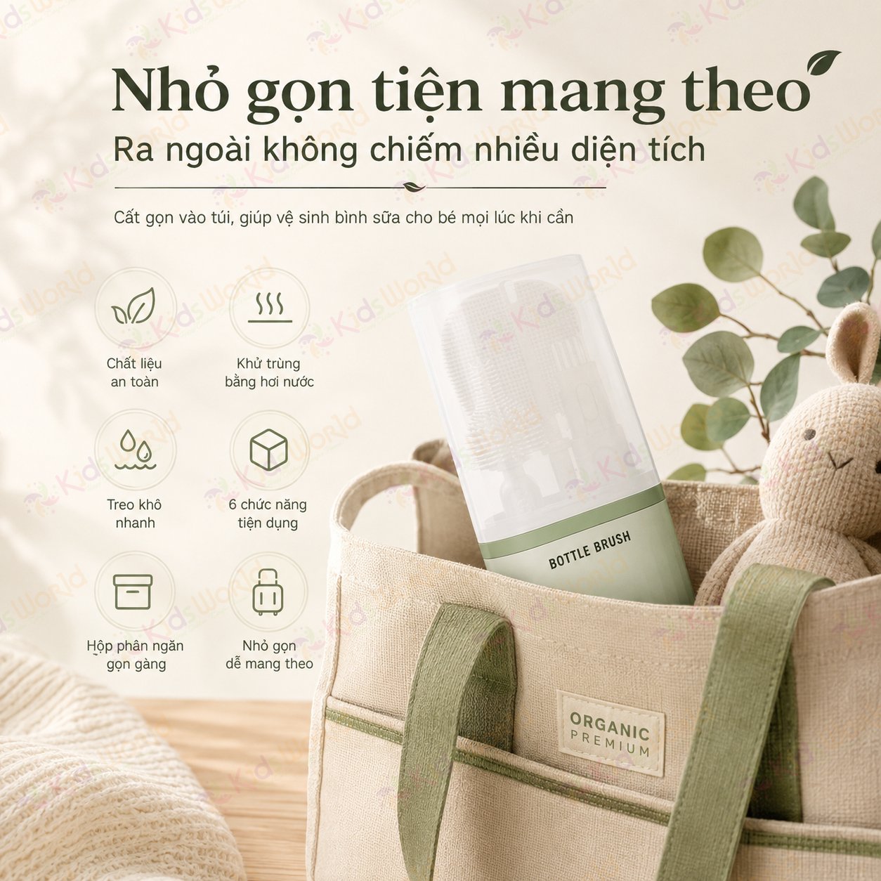 Hộp cọ rửa bình sữa silicone 6in1 gấp gọn tiện mang theo, bộ cọ vệ sinh bình sữa đa năng dùng cho bình sữa, núm ti, ống hút, miệng cốc