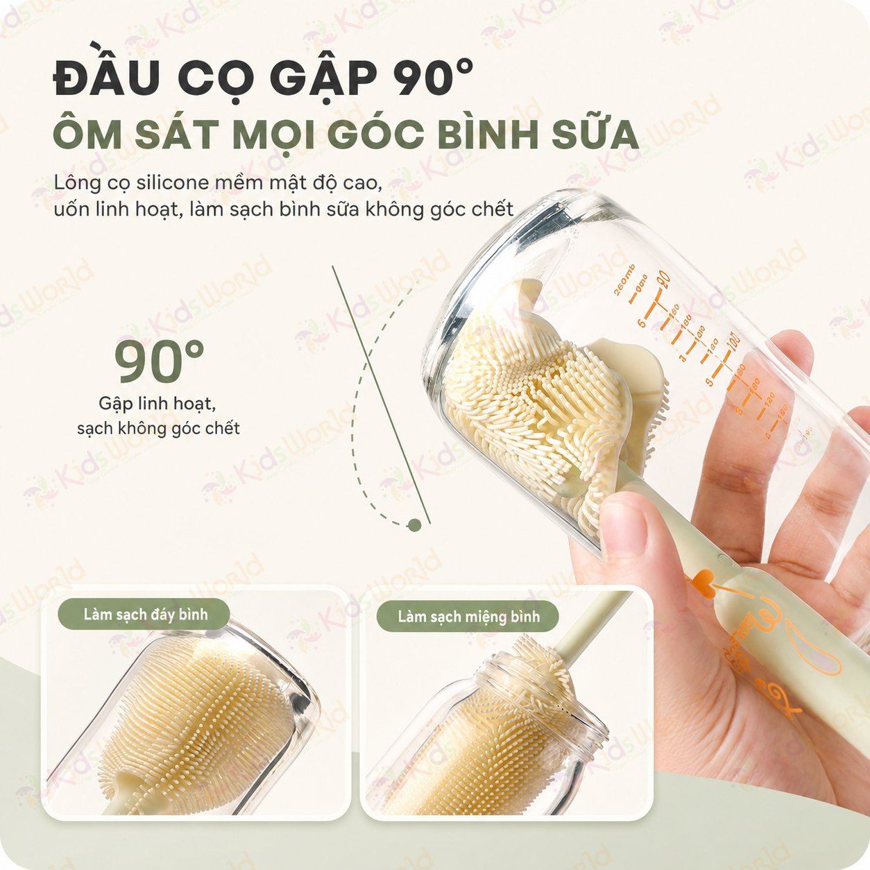 Hộp cọ rửa bình sữa silicone 6in1 gấp gọn tiện mang theo, bộ cọ vệ sinh bình sữa đa năng dùng cho bình sữa, núm ti, ống hút, miệng cốc