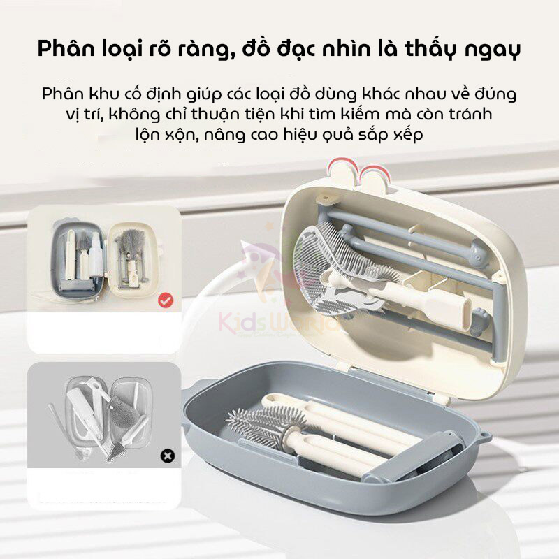 Hộp cọ rửa vệ sinh bình sữa Youkebei 6in1 hình chú cún chất liệu silicon cao cấp nhỏ gọn tiện lợi cho mẹ và bé