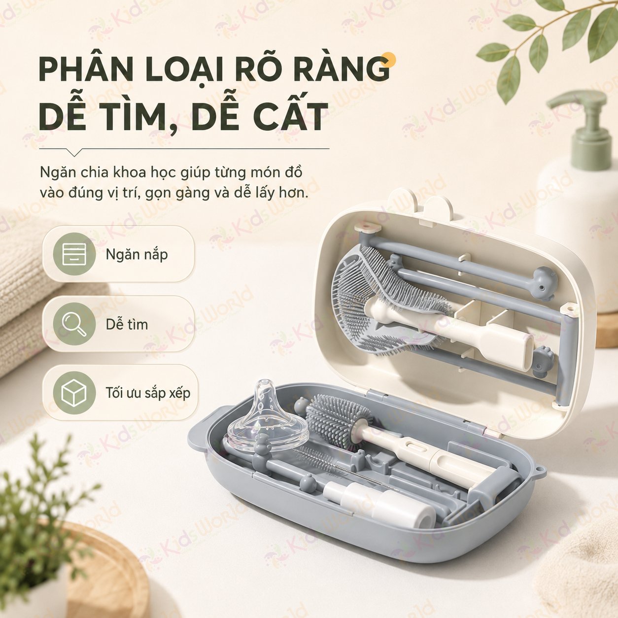 Hộp cọ rửa vệ sinh bình sữa Youkebei 6in1 hình chú cún chất liệu silicon cao cấp nhỏ gọn tiện lợi cho mẹ và bé