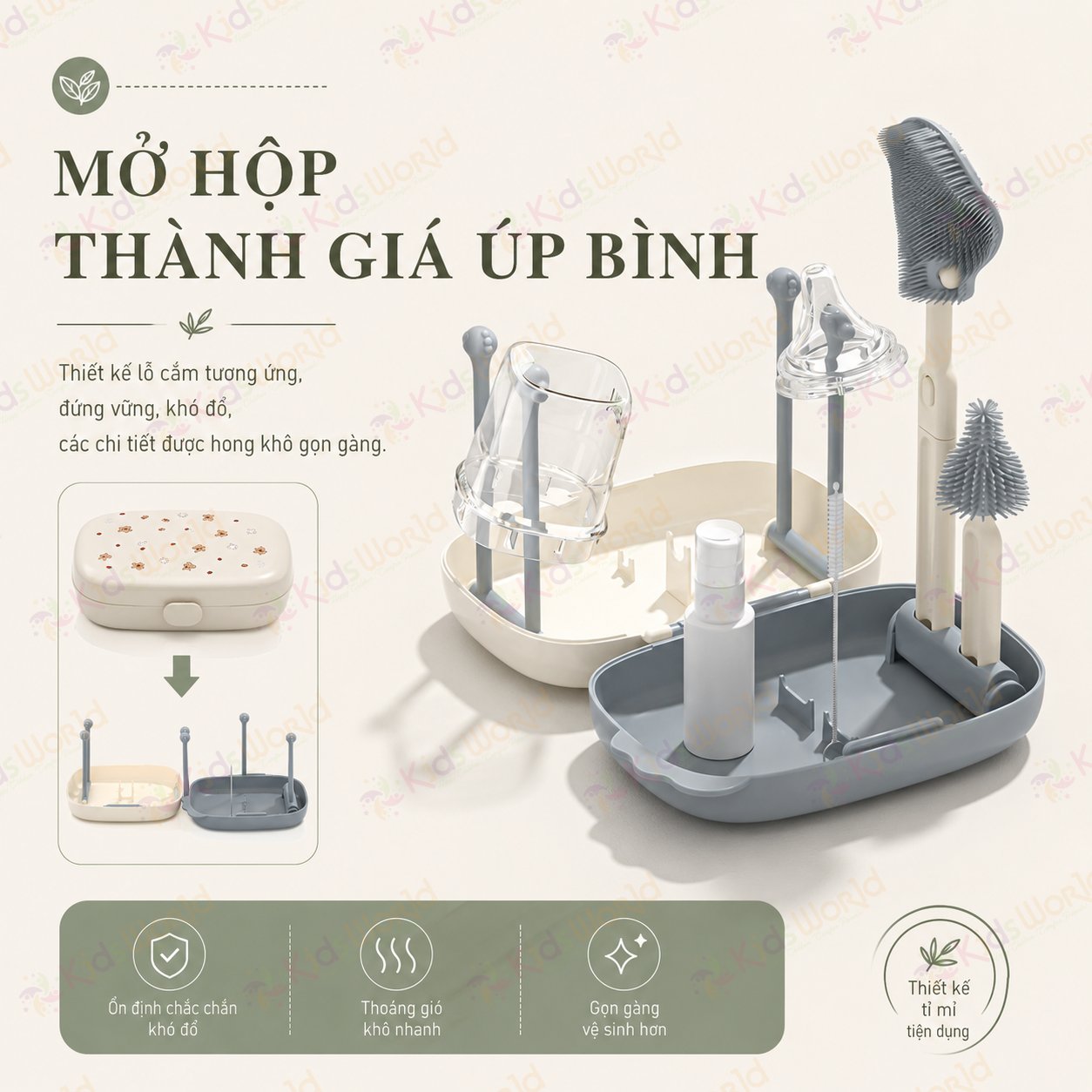 Hộp cọ rửa vệ sinh bình sữa Youkebei 6in1 hình chú cún chất liệu silicon cao cấp nhỏ gọn tiện lợi cho mẹ và bé