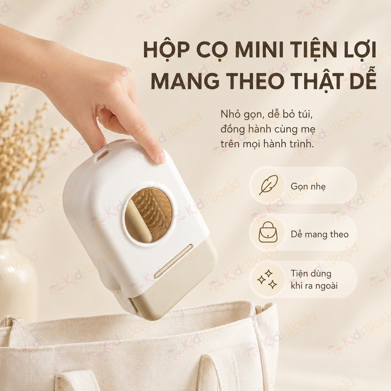 Hộp cọ rửa vệ sinh bình sữa cao cấp KidsWorld hình tàu vũ trụ 6 chi tiết chất liệu silicon mềm mại