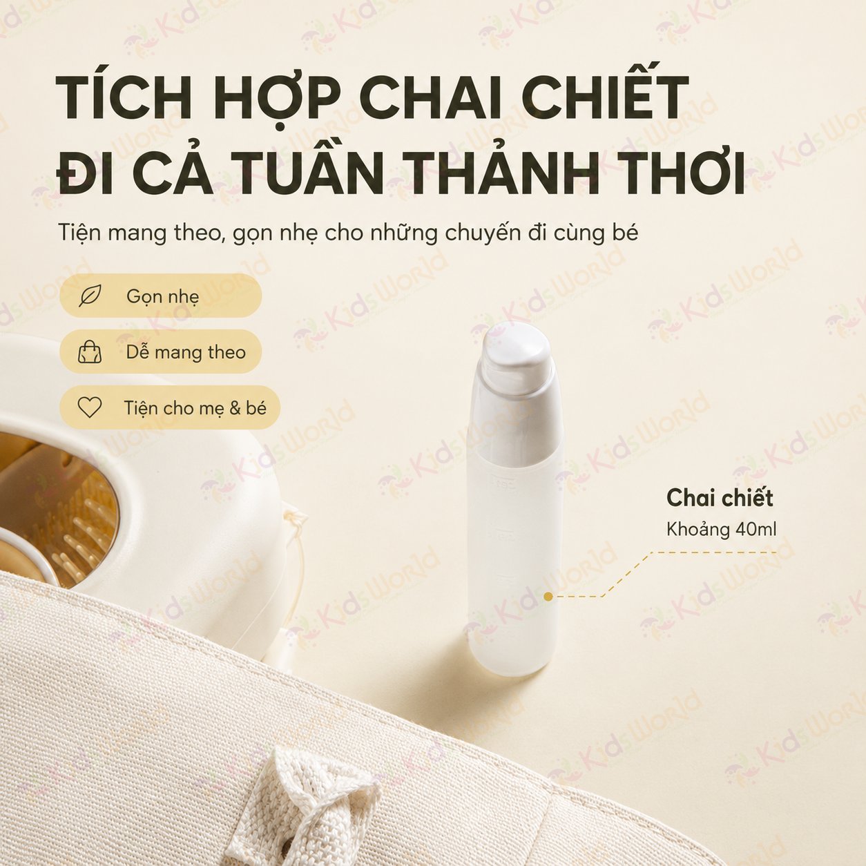 Hộp cọ rửa vệ sinh bình sữa cao cấp KidsWorld hình tàu vũ trụ 6 chi tiết chất liệu silicon mềm mại