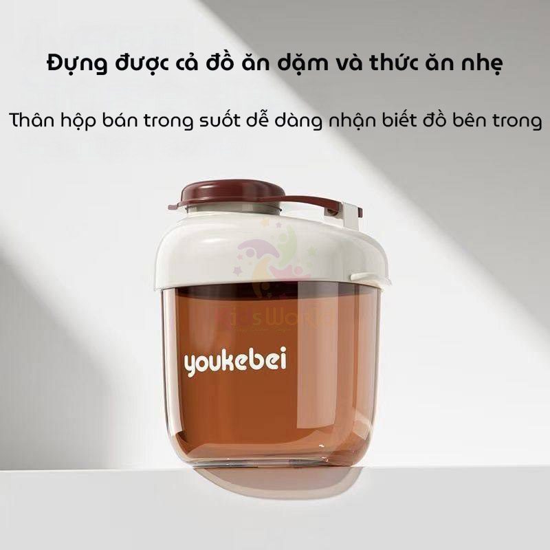 Hộp đựng sữa bột, chia sữa bột cho bé Youkebei chống ẩm và kín khí nhựa PP dung lượng 40g dung tích 240ml di động tiện lợi khi đi du lịch