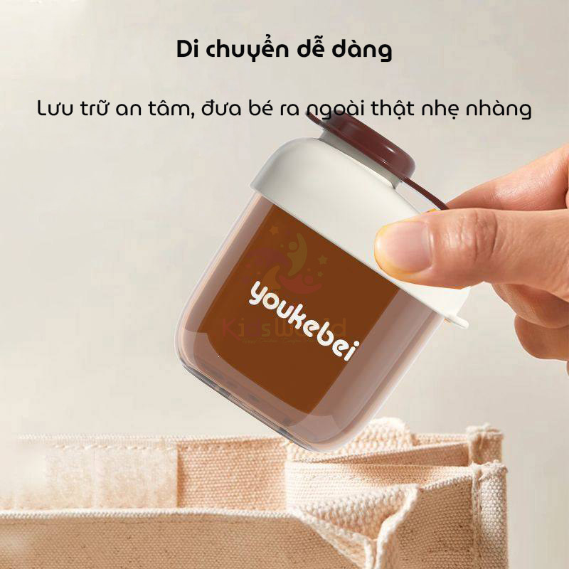 Hộp đựng sữa bột, chia sữa bột cho bé Youkebei chống ẩm và kín khí nhựa PP dung lượng 40g dung tích 240ml di động tiện lợi khi đi du lịch