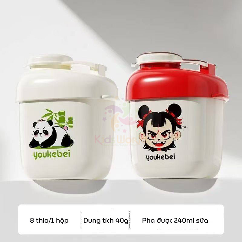 Hộp đựng sữa bột, chia sữa bột cho bé Youkebei chống ẩm và kín khí nhựa PP dung lượng 40g dung tích 240ml di động tiện lợi khi đi du lịch