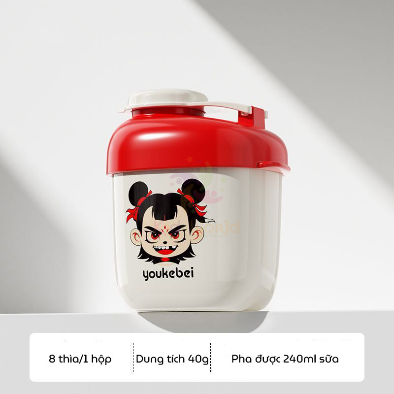 Hộp đựng sữa bột, chia sữa bột cho bé Youkebei chống ẩm và kín khí nhựa PP dung lượng 40g dung tích 240ml di động tiện lợi khi đi du lịch