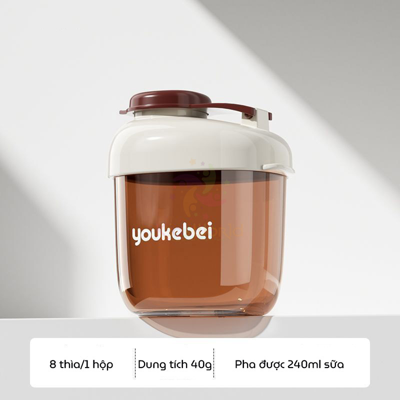 Hộp đựng sữa bột, chia sữa bột cho bé Youkebei chống ẩm và kín khí nhựa PP dung lượng 40g dung tích 240ml di động tiện lợi khi đi du lịch