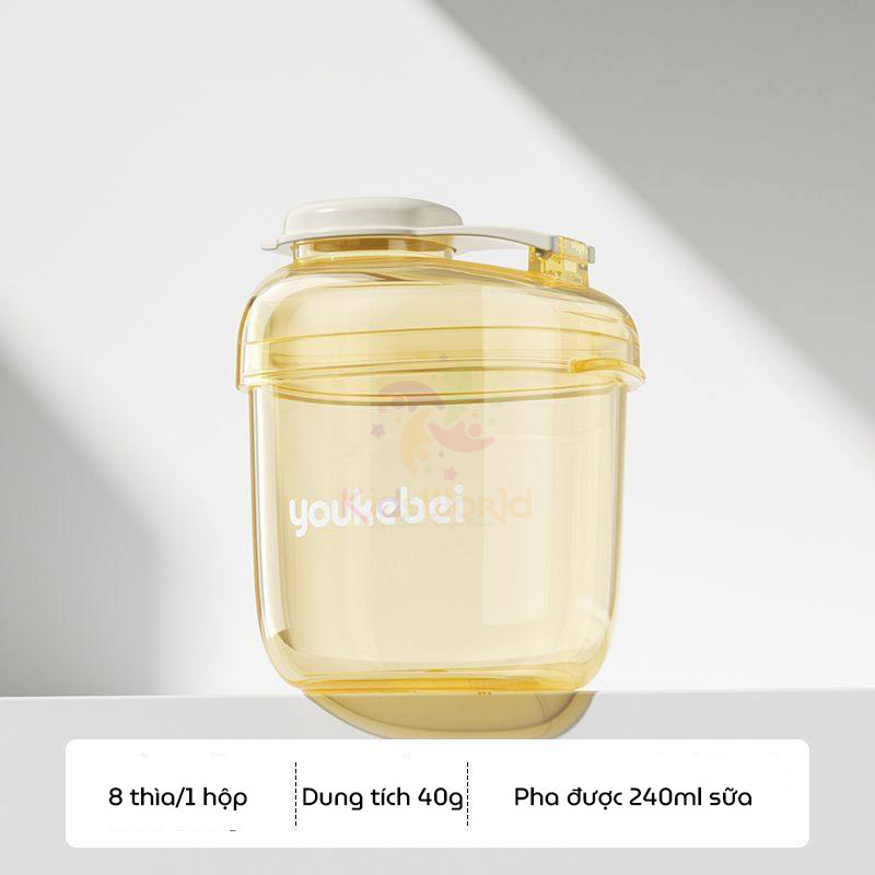 Hộp đựng sữa bột, chia sữa bột cho bé Youkebei chống ẩm và kín khí nhựa PP dung lượng 40g dung tích 240ml di động tiện lợi khi đi du lịch