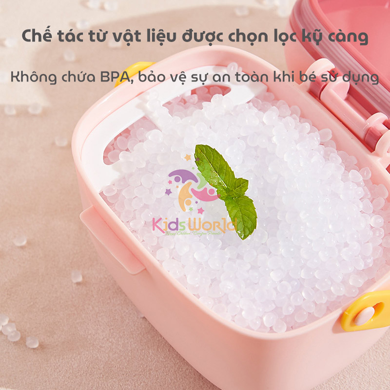 Hộp đựng sữa bột cho bé KidsWorld hình khủng long, hộp chia sữa bột đồ ăn khô cho bé có thể tiệt trùng