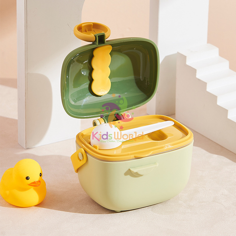 Hộp đựng sữa bột cho bé KidsWorld hình khủng long, hộp chia sữa bột đồ ăn khô cho bé có thể tiệt trùng