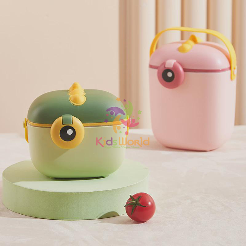 Hộp đựng sữa bột cho bé KidsWorld hình khủng long, hộp chia sữa bột đồ ăn khô cho bé có thể tiệt trùng