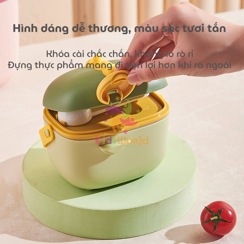 Hộp đựng sữa bột cho bé KidsWorld hình khủng long, hộp chia sữa bột đồ ăn khô cho bé có thể tiệt trùng