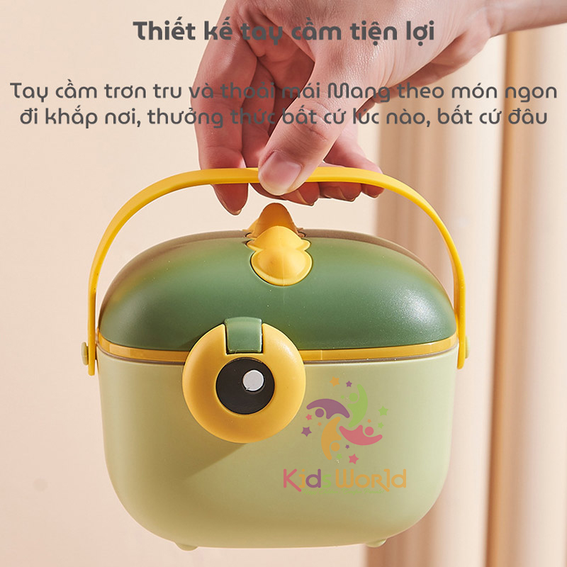Hộp đựng sữa bột cho bé KidsWorld hình khủng long, hộp chia sữa bột đồ ăn khô cho bé có thể tiệt trùng